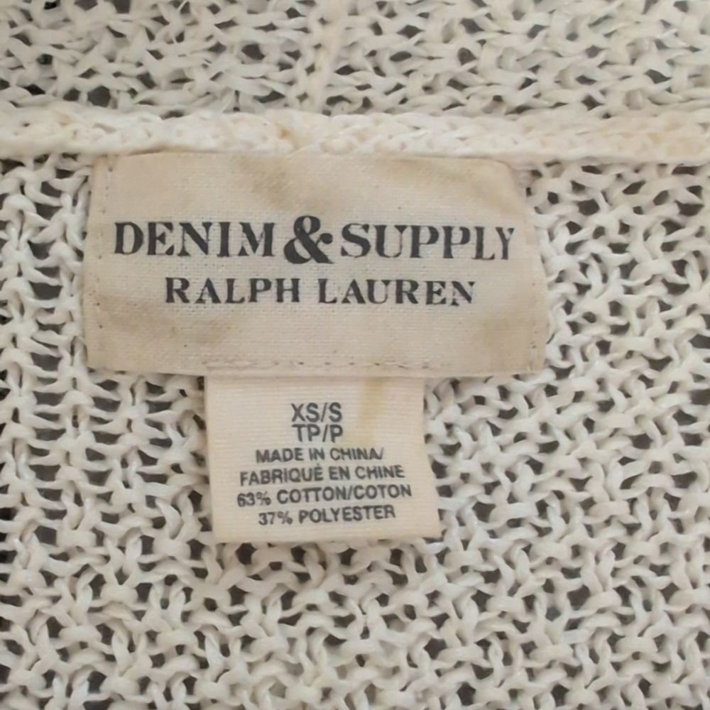 Ralph Lauren Denim & Supply cream crochet open-weave sleeveless long cardigan XS - Picture 3 of 12